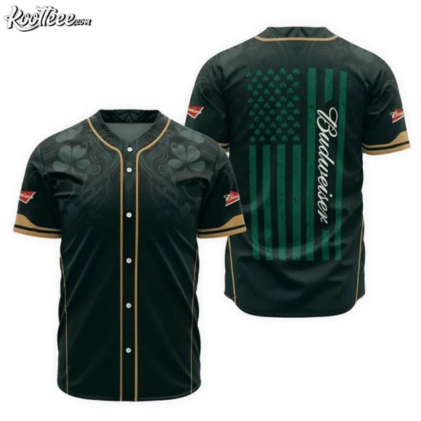 Budweiser US Flag Saint Patrick’s Day Baseball Jersey