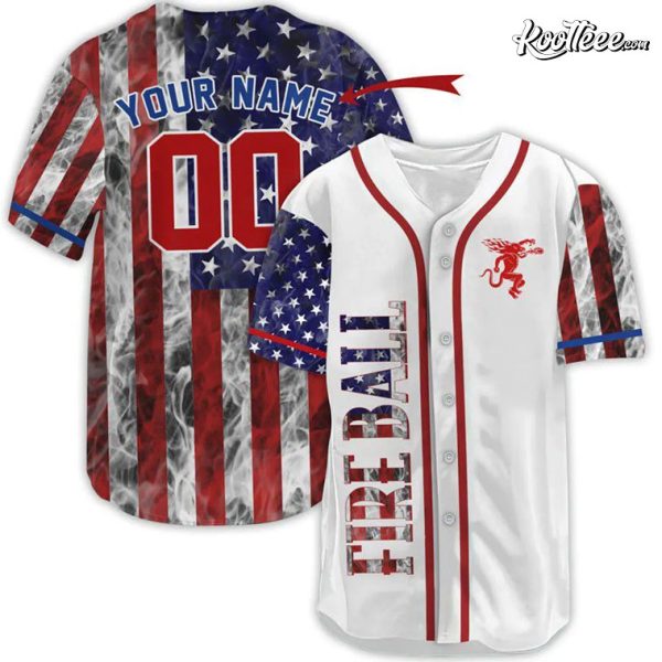 Custom Patriot Fireball Whiskey Baseball Jersey