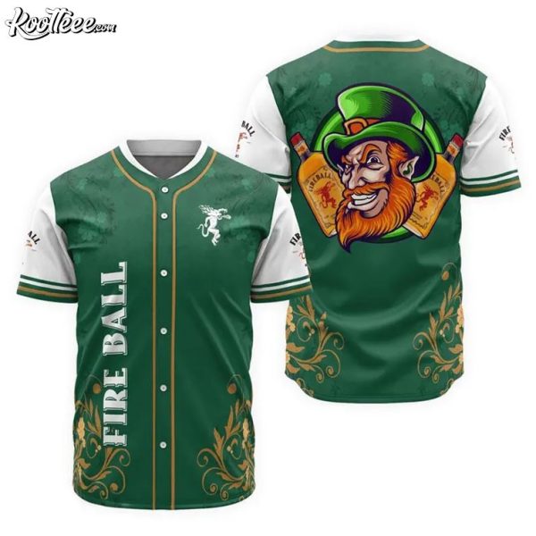 Fireball Whiskey Saint Patrick’s Day Leprechaun Baseball Jersey