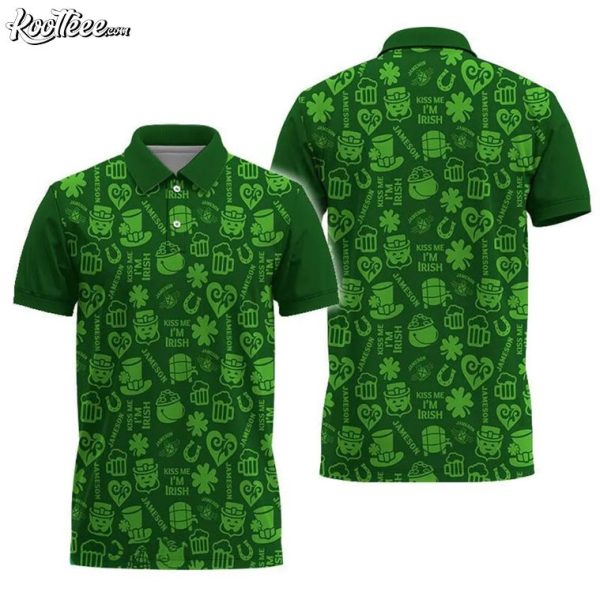 Jameson Irish Whiskey Saint Patrick’s Day Doodle Pattern Polo Shirt