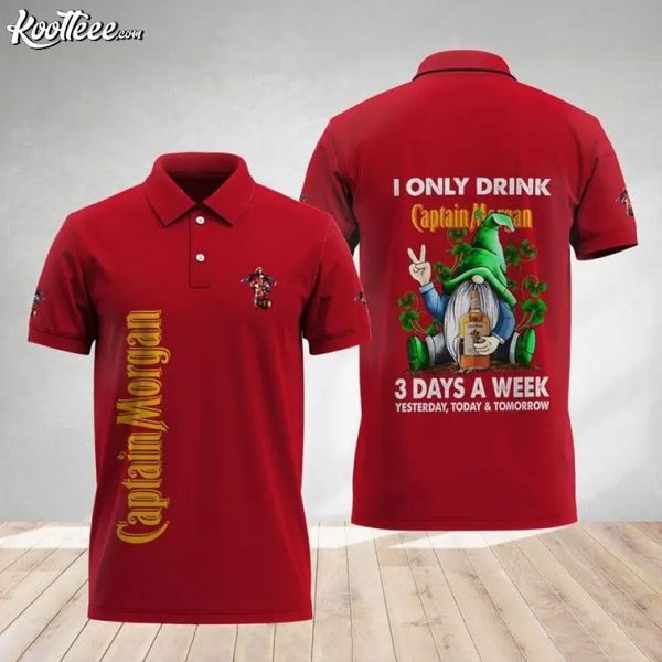 I Only Drink Captain Morgan 3 Days A Week Gnome Polo Shirt