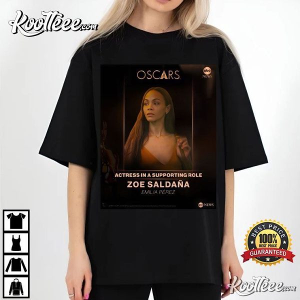 Zoe Saldaña Oscars 97th Academy Award Emilia Pérez T-Shirt