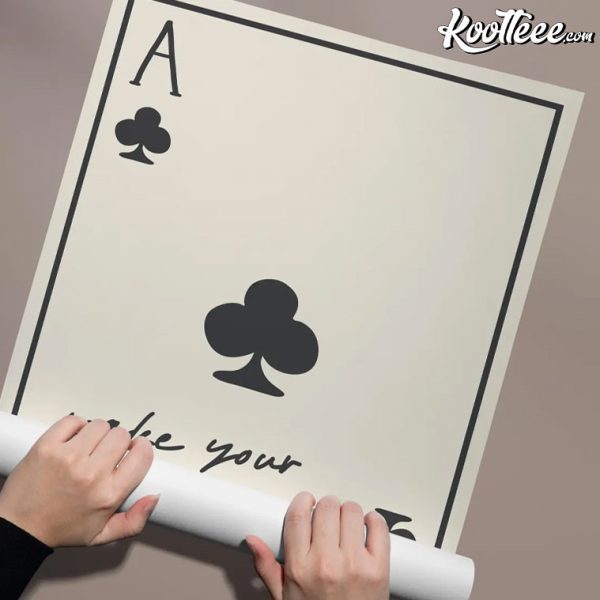 Ace of Clubs Playing Card Typography Poster