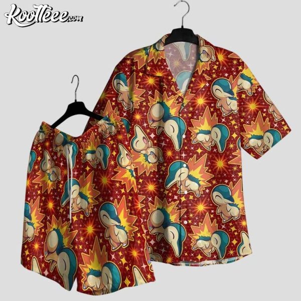 Cyndaquil Fire Type Pokemon Hawaiian Shirt And Shorts