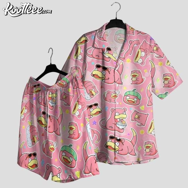 Slowpoke Water Type Pokemon Hawaiian Shirt And Shorts