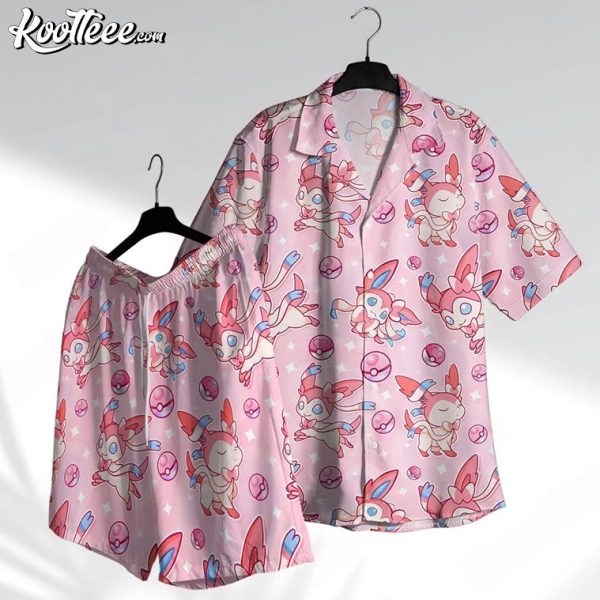 Sylveon Fairy Type Pokemon Hawaiian Shirt And Shorts