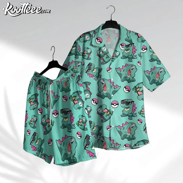 Totodile Crocodile Pokemon Hawaiian Shirt And Shorts