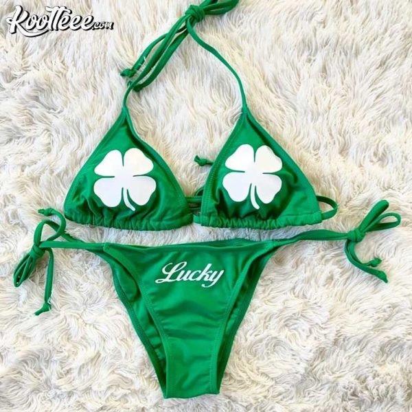 Lucky Shamrocks St Patricks Day Bikini Swimsuit