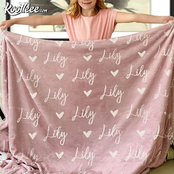 Personalized Name Gift For Daughter Pink Fleece Blanket