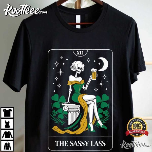 The Sassy Lass Tarot Card Skeleton St Patrick’s Day T-Shirt