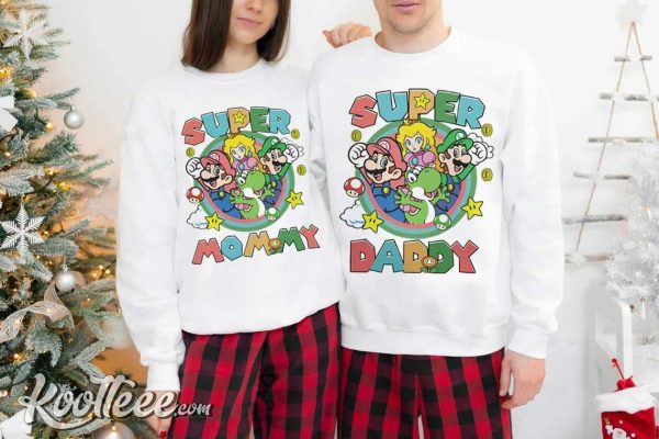 Super Daddy Super Mommy Mario Gamer Matching Couple Shirts