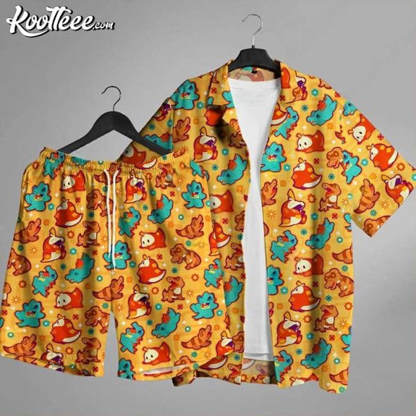 Crocodile Pokemon Totodile Fuecoco Sandile Hawaiian Shirt And Shorts