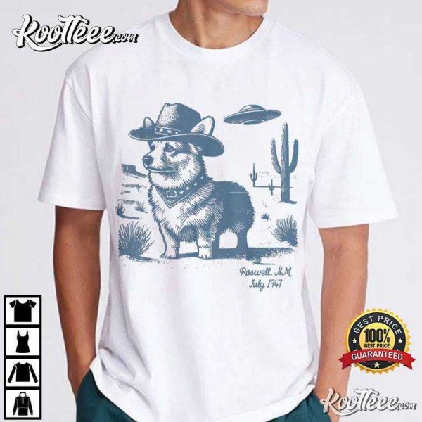 Corgi Cowboy Cowgirl Vintage UFO T-Shirt