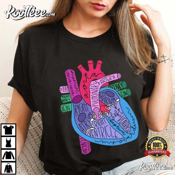 Heart Anatomy Cardiac Nursing Gift Cardiologist T-Shirt