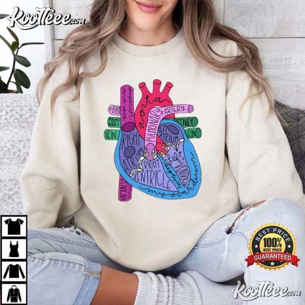 Heart Anatomy Cardiac Nursing Gift Cardiologist T-Shirt