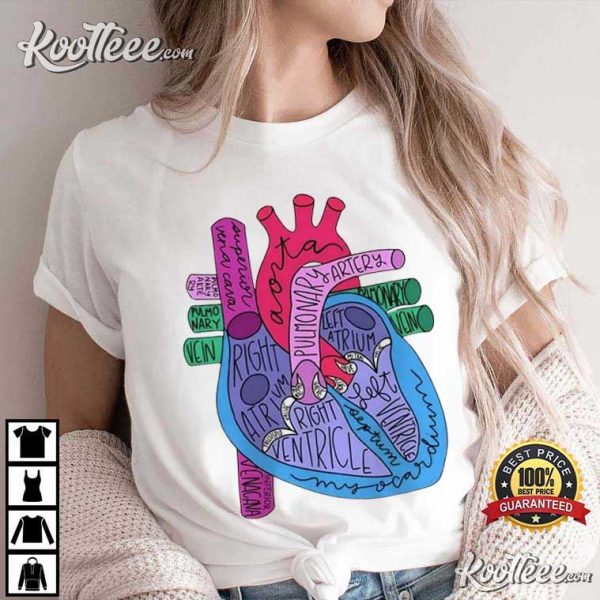 Heart Anatomy Cardiac Nursing Gift Cardiologist T-Shirt