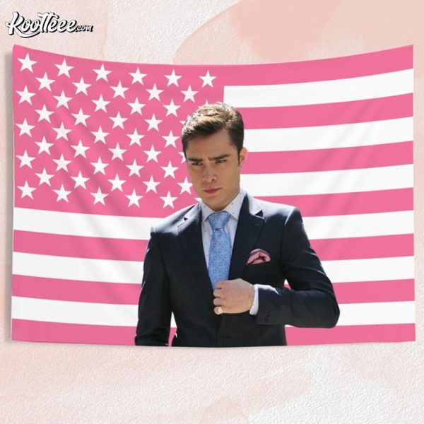 Chuck Bass Ed Westwick Gossip Girl Pink Flag Wall Tapestry