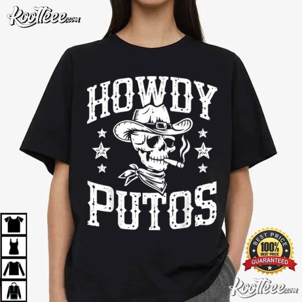 Howdy Putos Vintage Western Cowboy Skull T-Shirt