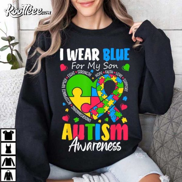 I Wear Blue For My Son Autism Awareness T-Shirt