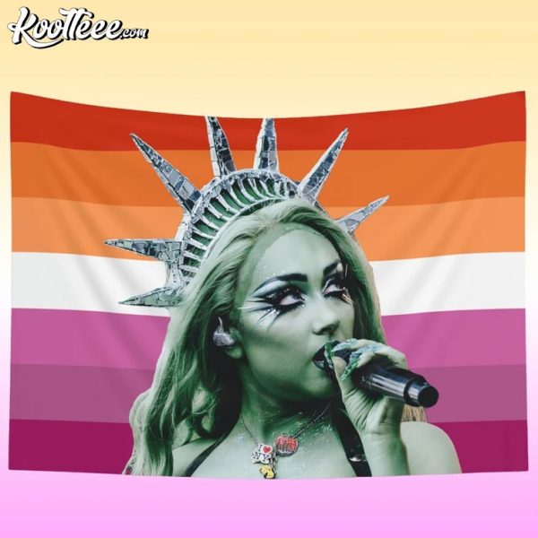 Chappell Roan Statue of Liberty Lesbian Pride Flag Wall Tapestry