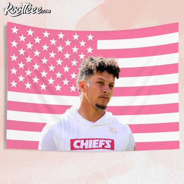 Patrick Mahomes Chiefs Pink American Flag Wall Tapestry