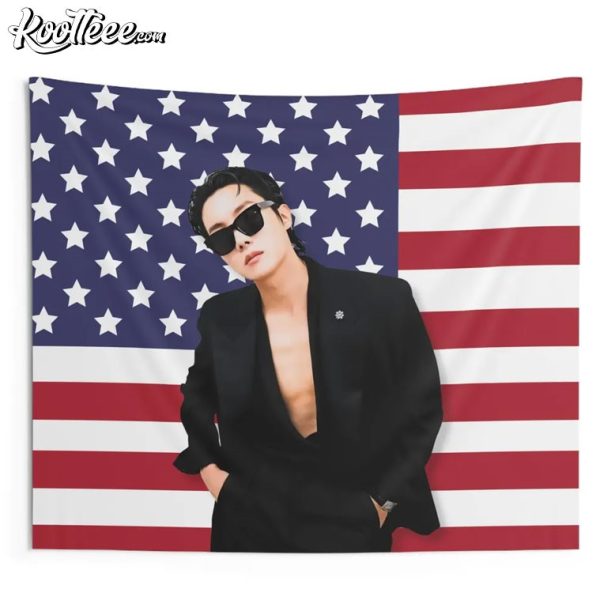 J-Hope Kpop American Flag Wall Tapestry