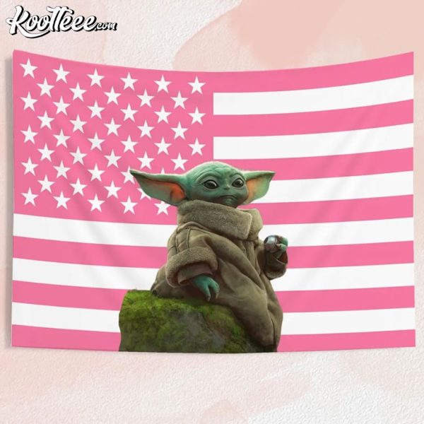 Grogu Baby Yoda Star Wars Pink Flag Wall Tapestry