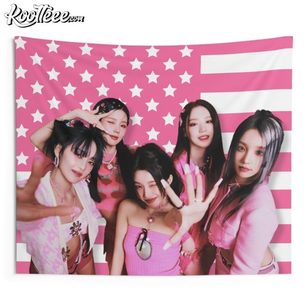 G I-dle Members Kpop Pink American Flag Wall Tapestry