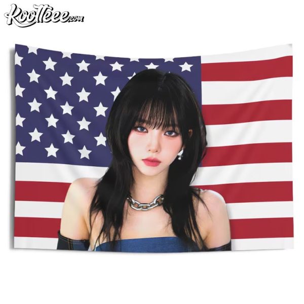 Karina AESPA Wolf Cut American Flag Wall Tapestry