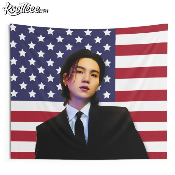 Agust D Suga Yoongi American Flag Wall Tapestry