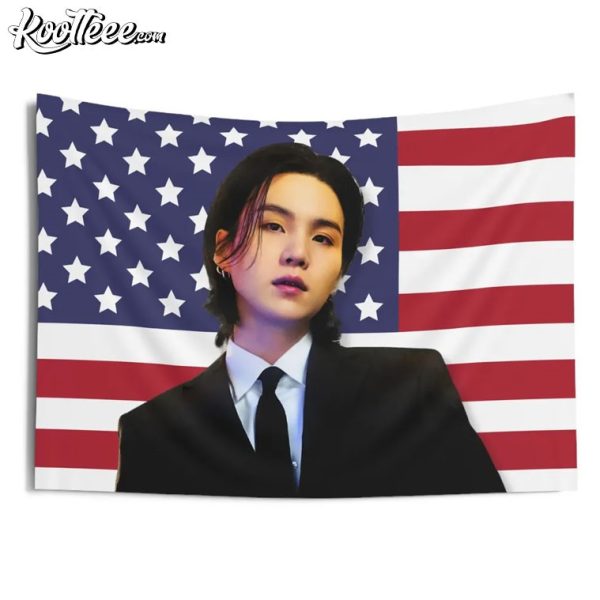 Agust D Suga Yoongi American Flag Wall Tapestry