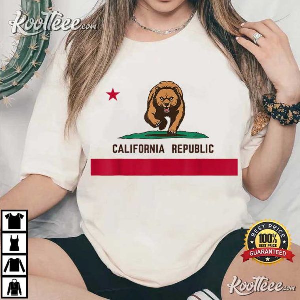 Golden Bear California Flag State of Warning Los Angeles T-Shirt