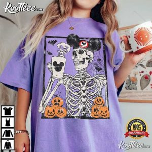 Vintage Mickey Coffee Skeleton Halloween Comfort Colors T Shirt (2)