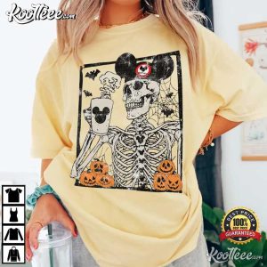 Vintage Mickey Coffee Skeleton Halloween Comfort Colors T Shirt (4)