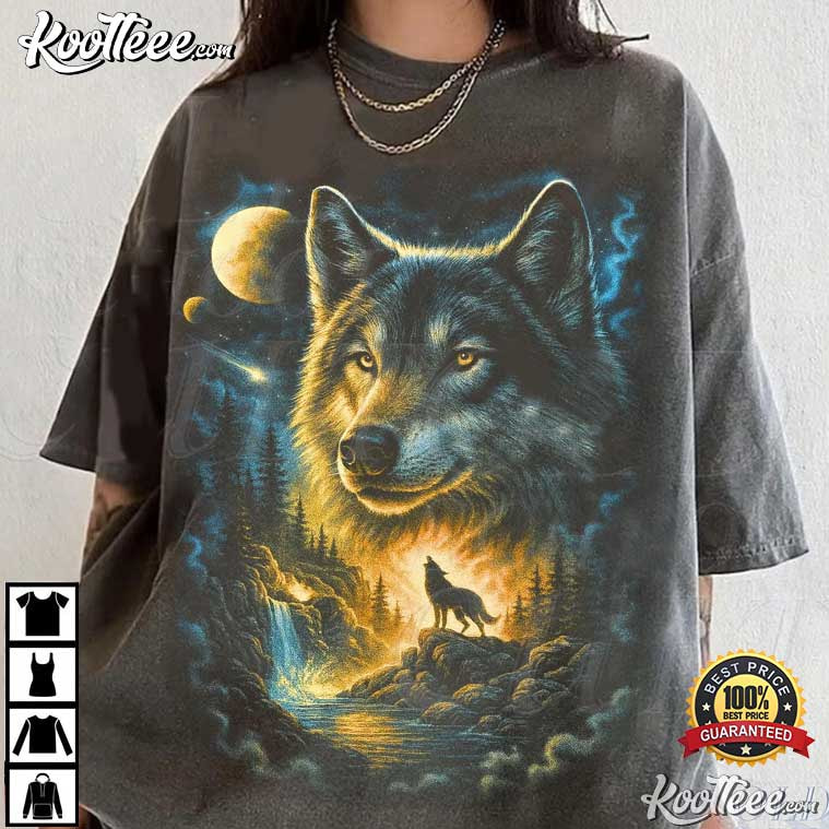 Wolf Vintage 90s Grunge Retro Howling Wolf Faded T-Shirt Wolf Vintage 90s Grunge Retro Howling Wolf Faded T-Shirt