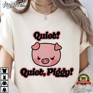 Quiet Quiet Piggy Funny Cartoon Pig Political T Shirt (2)