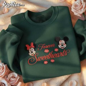 Forever Sweethearts Mickey And Minnie Couple Valentine Embroidered Sweatshi (3)