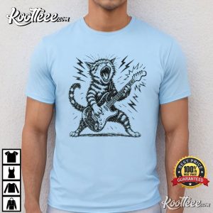 Rock And Roll Cat Electric Guitar Kitty Funny Music Lover T Shirt (3)
