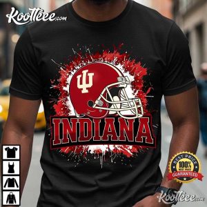 Indiana Football Helmet Crimson Red Splatter T Shirt (1)