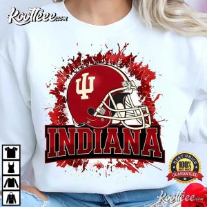 Indiana Football Helmet Crimson Red Splatter T Shirt (2)