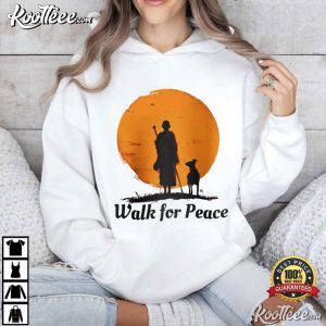 Peace Walking Monk And Dog Minimalist Zen Art T Shirt (3)