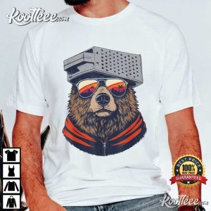 Bear With Cheese Grater Hat And Sunglasses Sunset Art T Shirt (1)