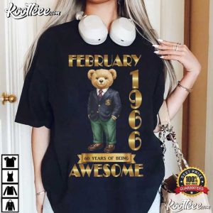 February 1966 60 Years Of Being Awesome Teddy Bear T Shirt (2)