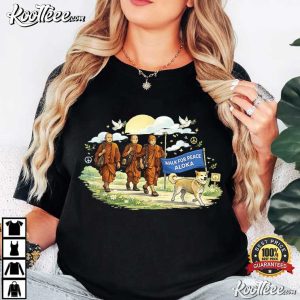 Walk For Peace Monks With Aloka Dog T Shirt (2)