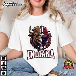 Indiana Hoosier Football Helmet Crimson Red Splatter T Shirt (1)
