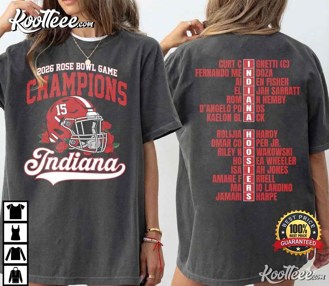 Indiana Hoosiers Rose Bowl Champions 2026 Football T-Shirt Indiana Hoosiers Rose Bowl Champions 2026 Football T-Shirt