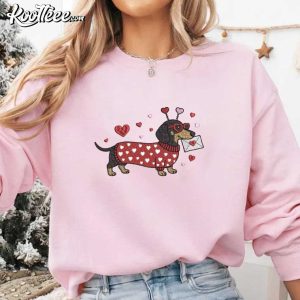 Dachshund Dog Valentines Day Cute Embroidered Sweatshirt (3)