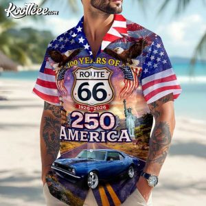 Celebrate 100 Years Of Road Route 66 Custom Car Photo Hawaiian Shirt (4)