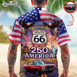 Celebrate 100 Years Of Road Route 66 Custom Car Photo Hawaiian Shirt (1)