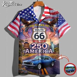 Celebrate 100 Years Of Road Route 66 Custom Car Photo Hawaiian Shirt (2)